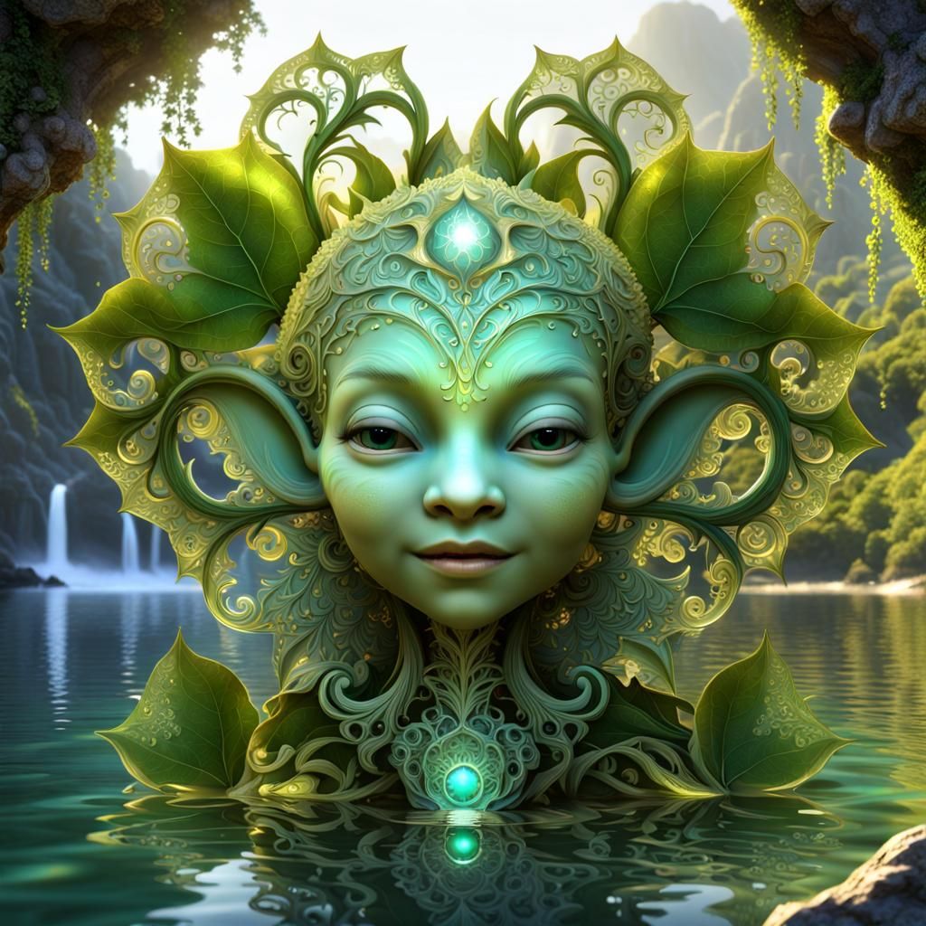 Alien Elven Hybrid in Bioluminescent Garden