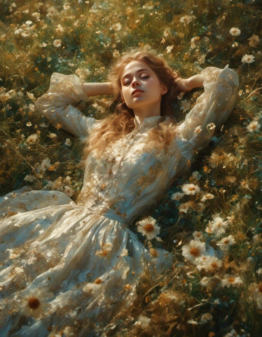 Victorian Woman in Field: Impressionist Style