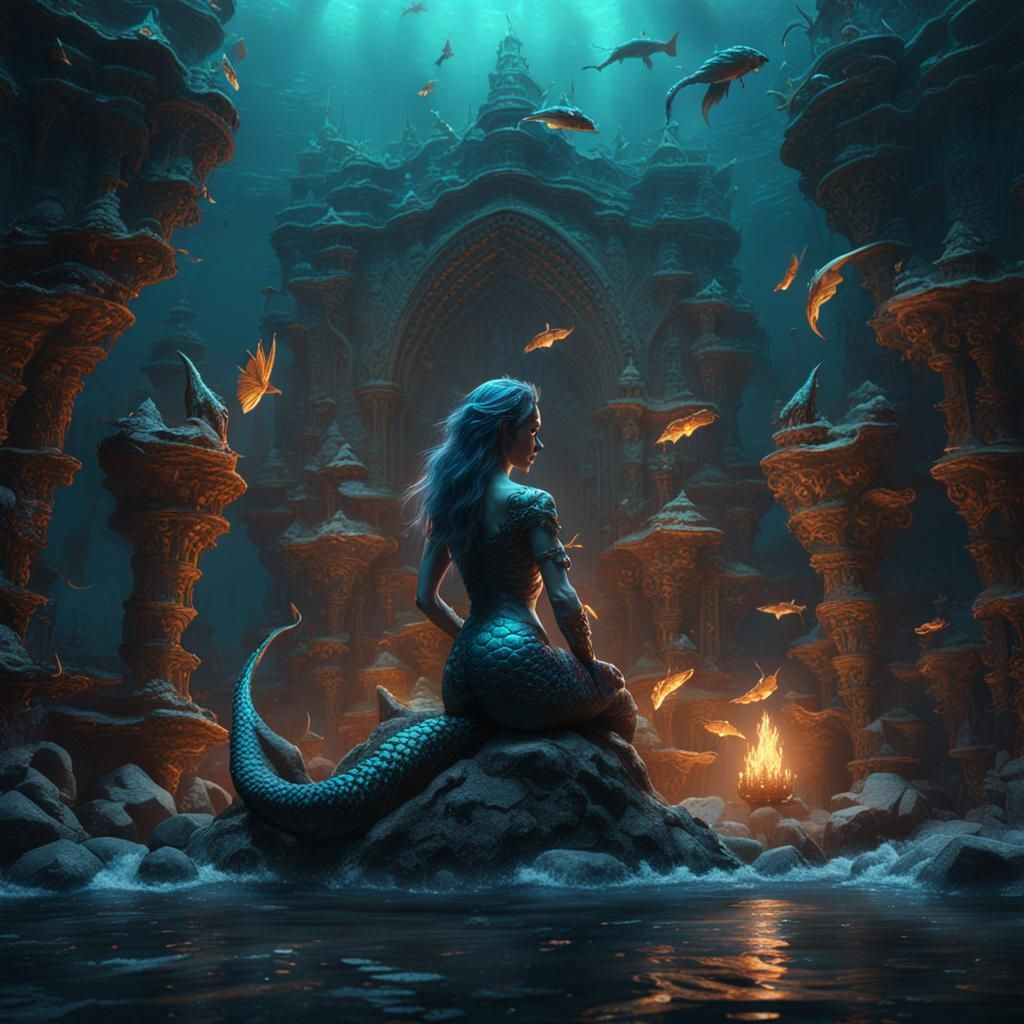 Evil Mermaid Fantasy Concept Art in 8K