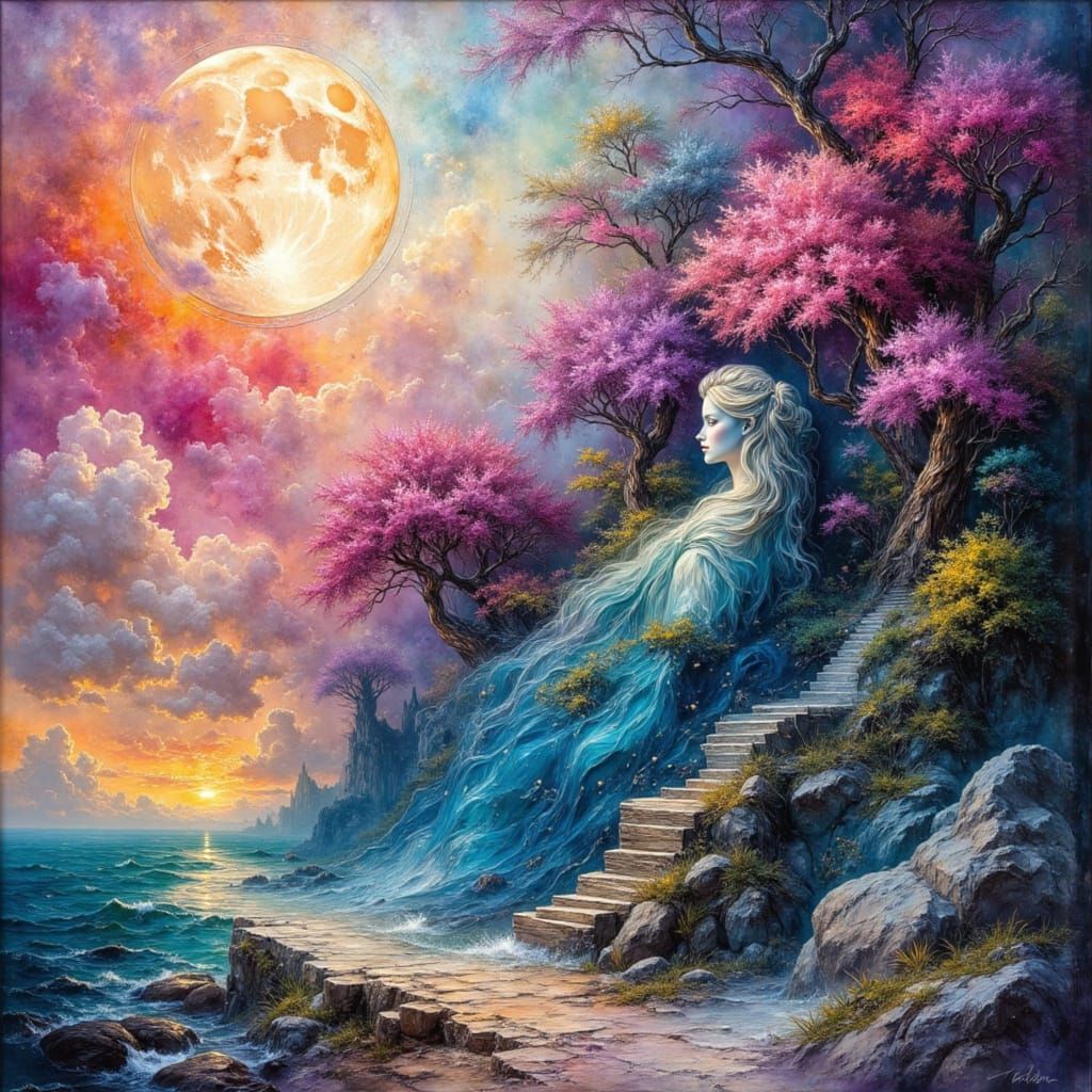 Surreal Oil Painting with Impasto and Crepuscular Rays