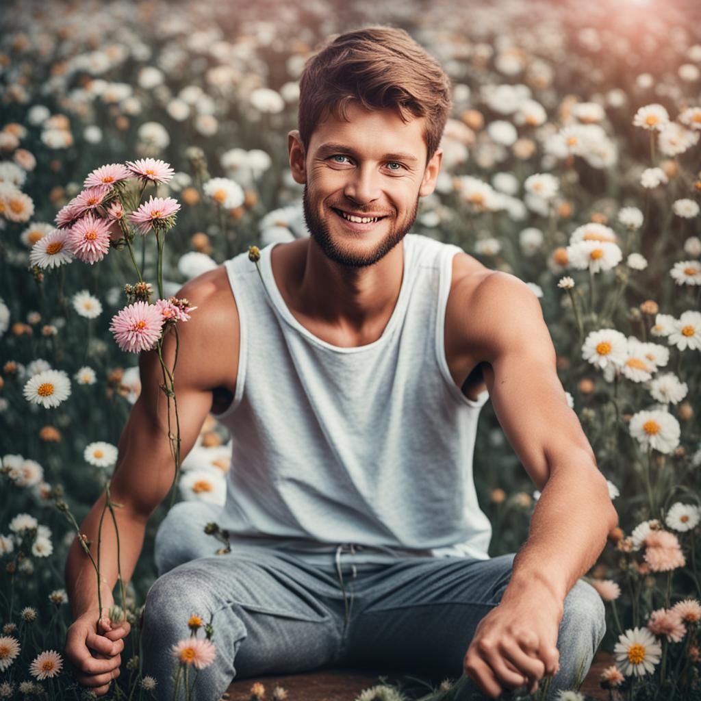 Boy Giving Flowers to His Mother