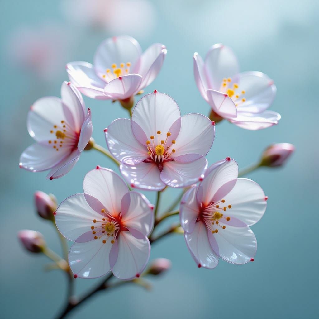 Glass Cherry Blossoms in a Dreamy Style