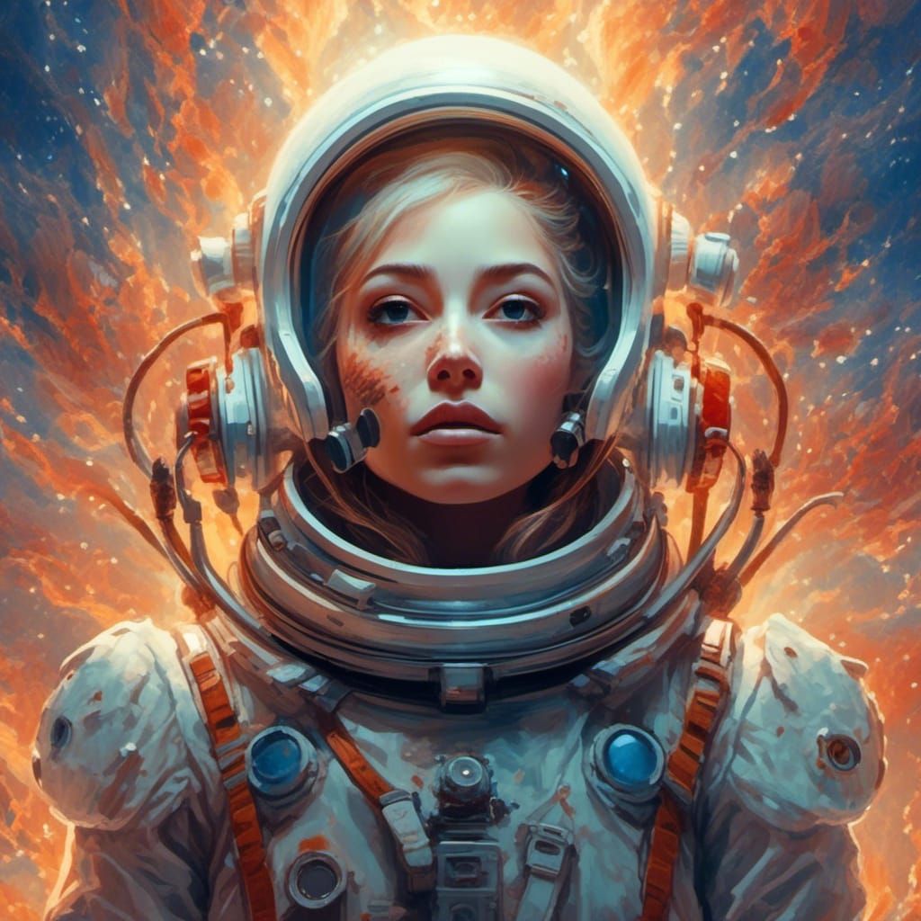 Astronaut in Space as Whimsical Matte Painting