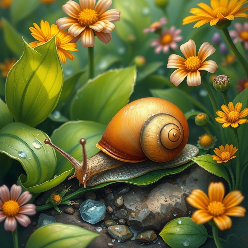 Snail's Eye View: Garden Exploration in Whimsical Style