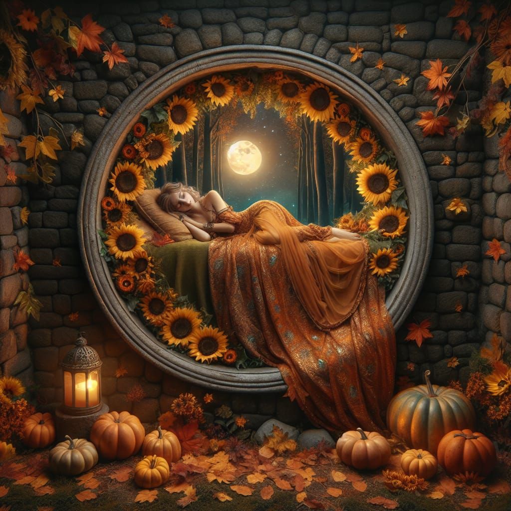 Magical Fairy Hibernation in Enchanted Autumn Forest
