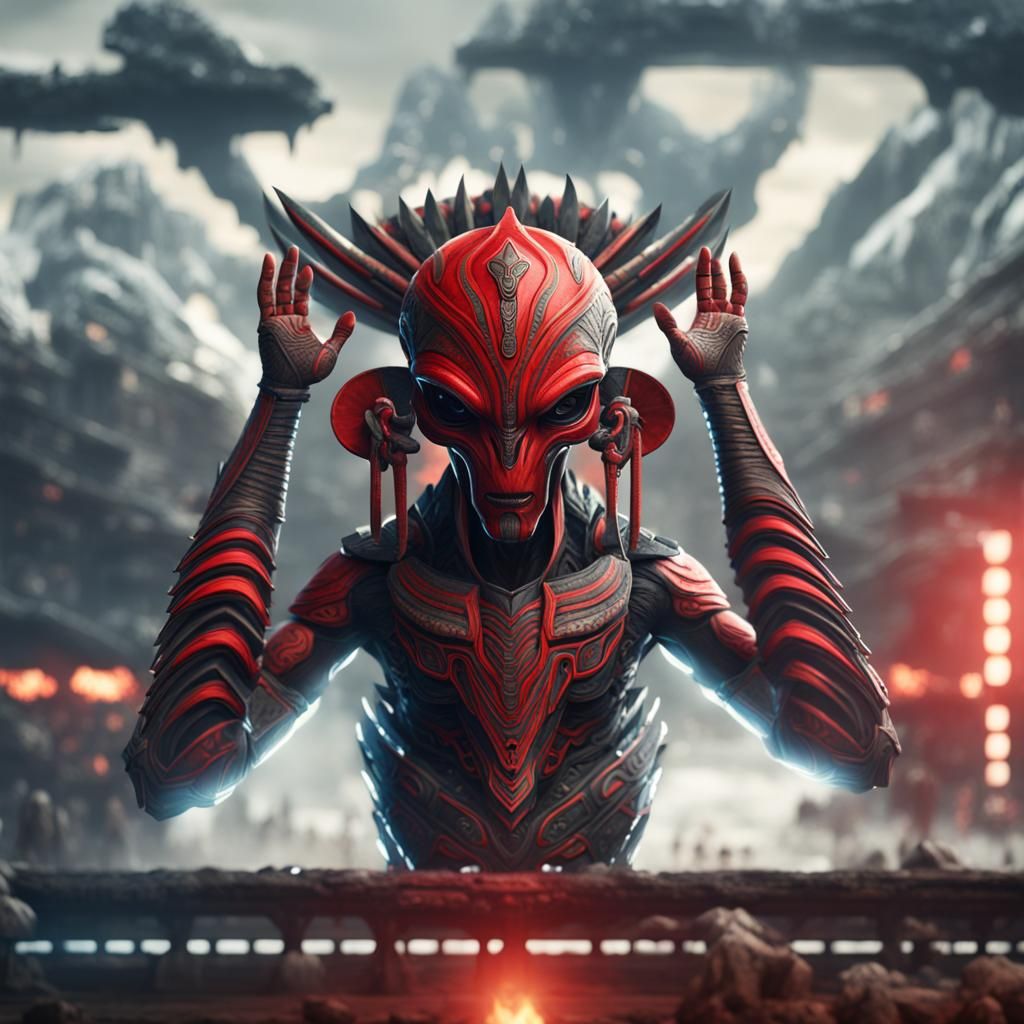 Alien Maori Warrior: Detailed Matte Painting