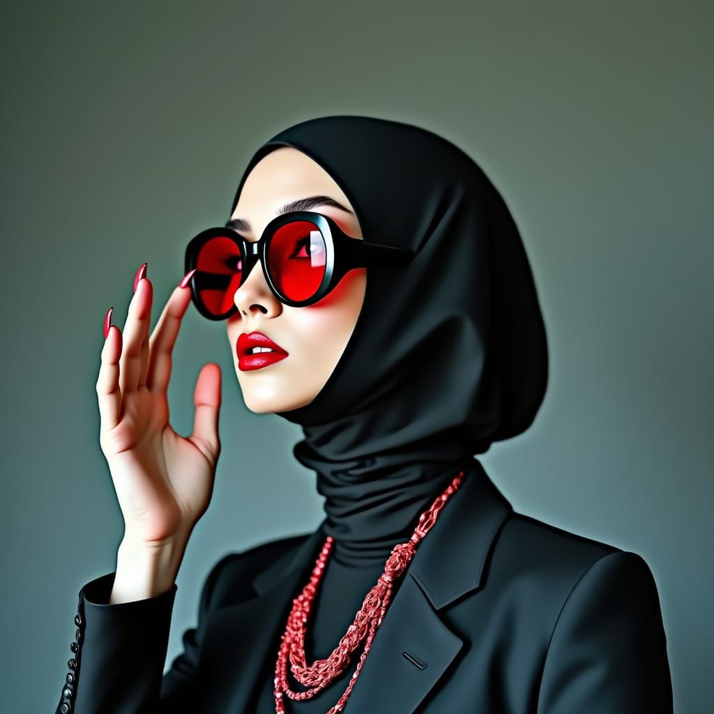 Glamorous Surreal Fashion Model in Hermitpunk Style