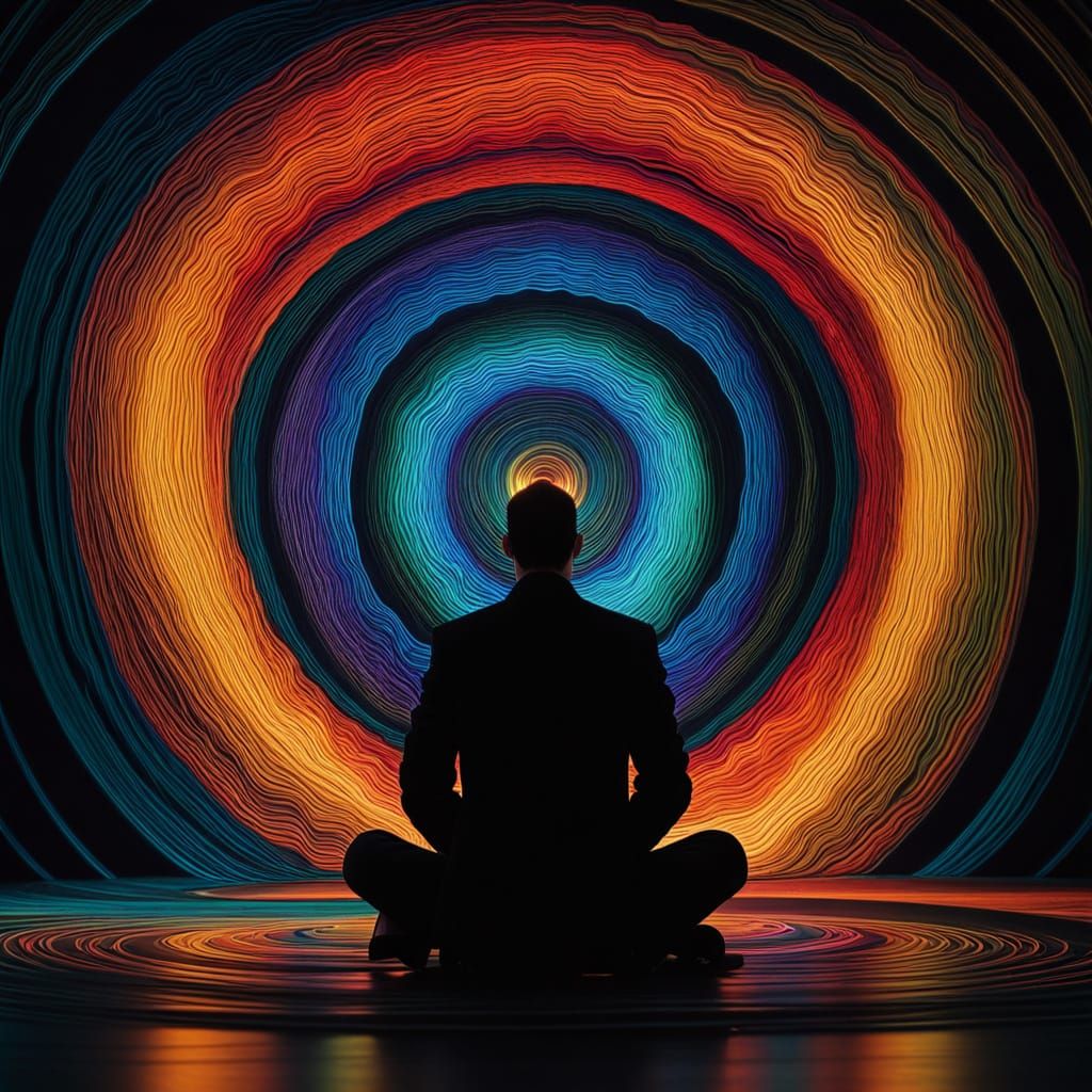 A Lonely Figure Unravels Perception in a Dreamlike Landscape