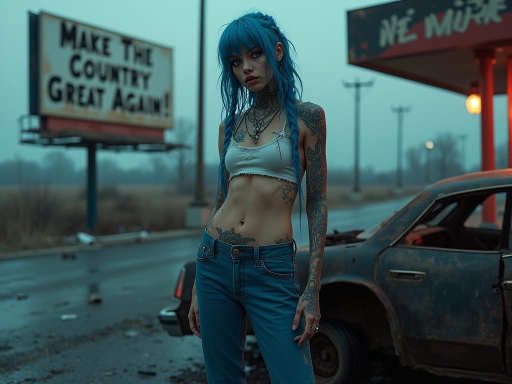 Androgynous Outlaw in Dystopian Ruins