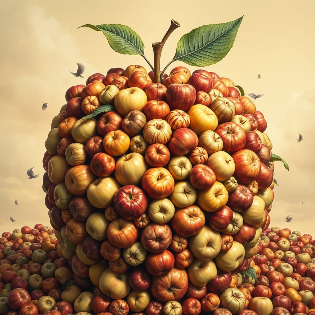 Surreal Masterpiece of Gigantic Apple Constructed from Hundr...