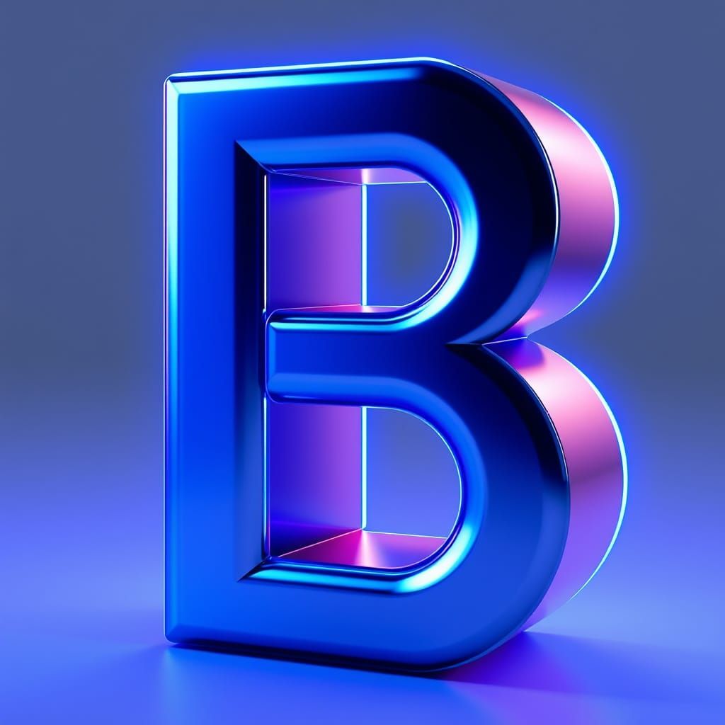 Electric Blue Letter B in Futuristic Alphabet