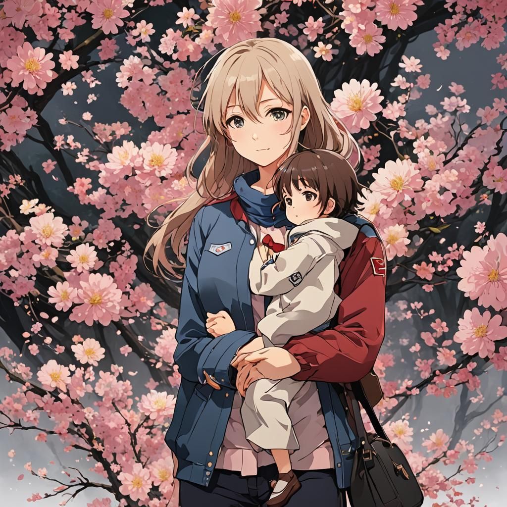 Anime Style Portrait of a Mother