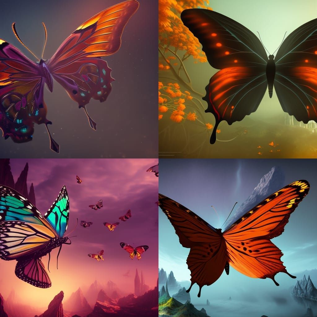 Detailed Butterfly Silhouette Fantasy Concept Art
