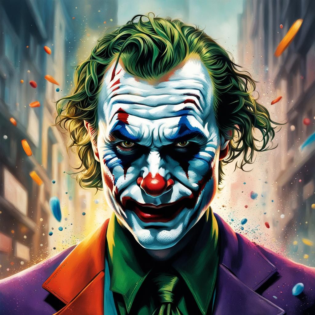 Hyperrealistic Joker Splash Art Portrait