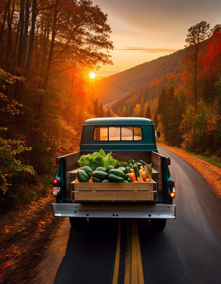 Vintage Truck Drives Through Appalachian Mountains