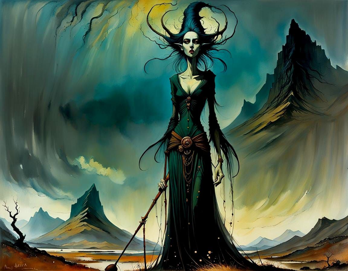 Scottish Noontide Hag in Surrealist Style
