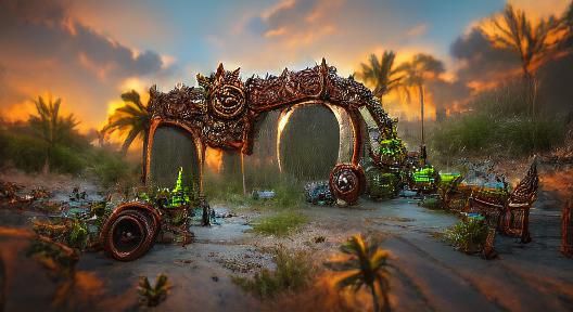 Goblin Steampunk Archway on Tropical Desert Island