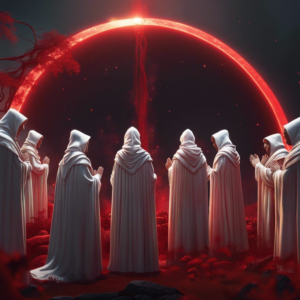 Crimson Sun Prayer: Detailed Matte Painting