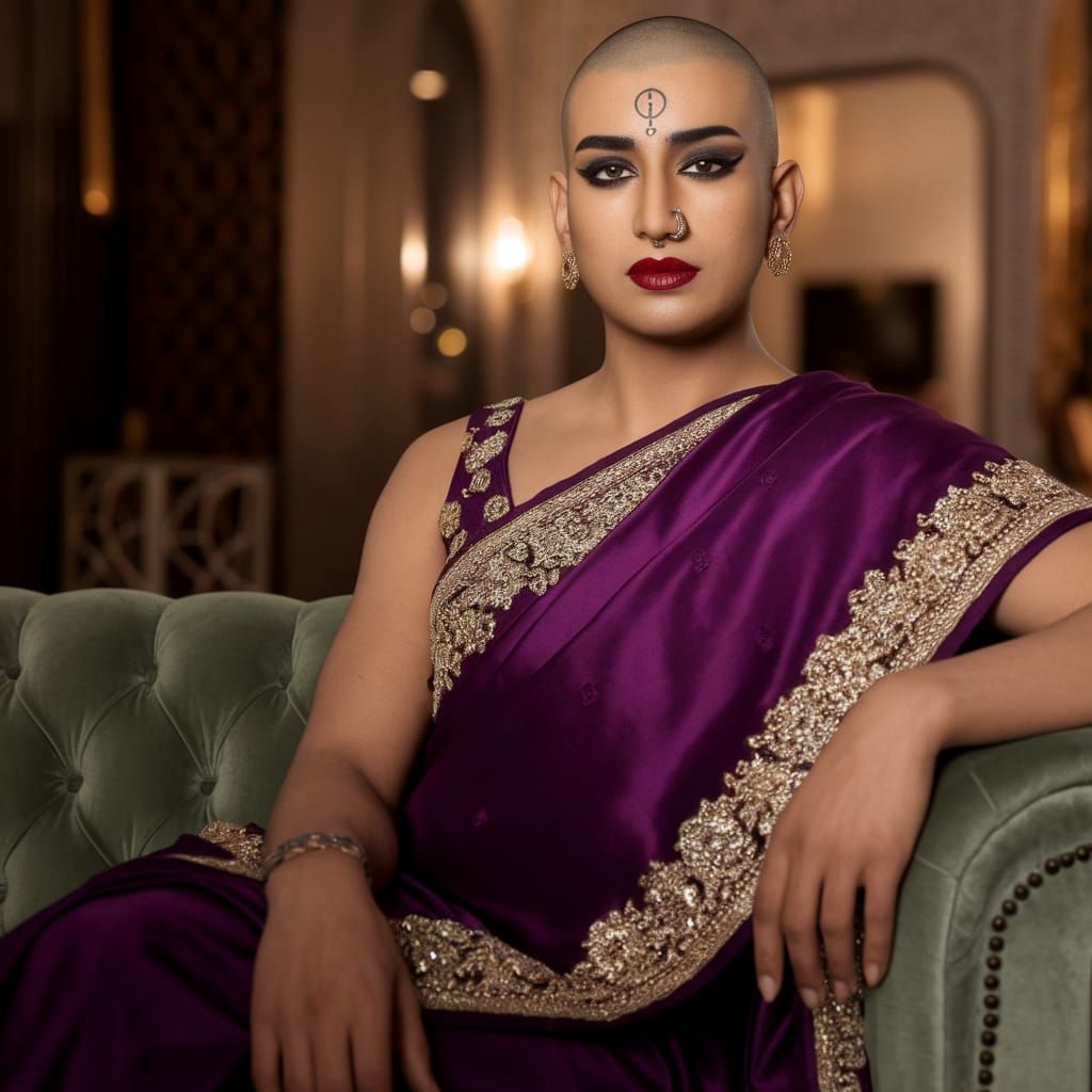 Elegant Indian Androgynous Male in Regal Attire
