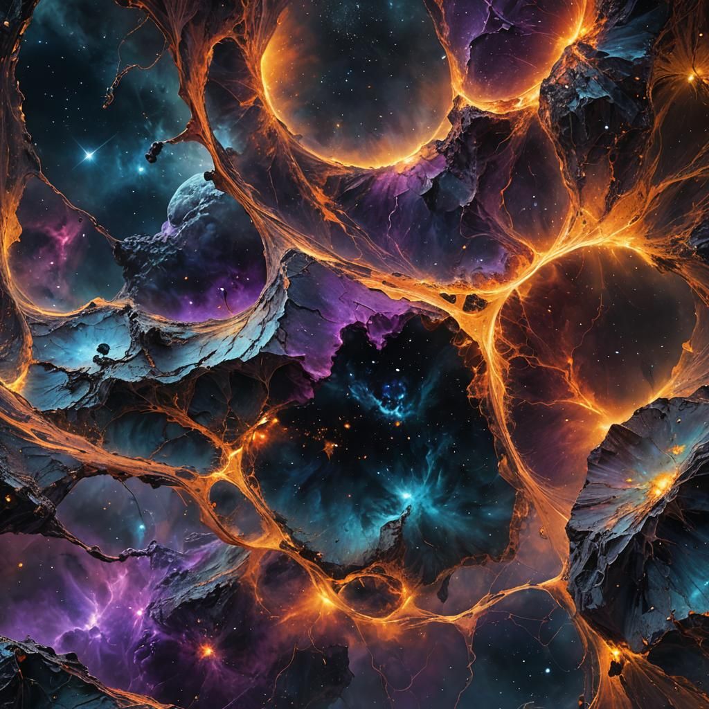 Nebula's Warped Space-Time: Dramatic Close-Up Concept Art