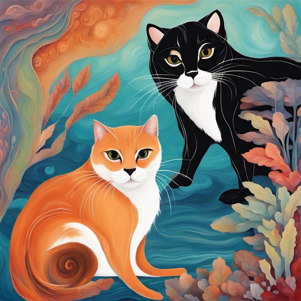 Otter and Calico Cat Play by Oasis