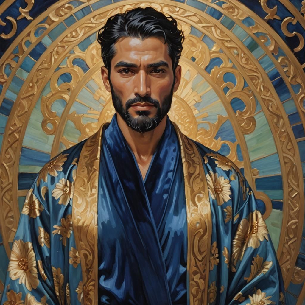 Elegant Bearded Man in Art Nouveau Style