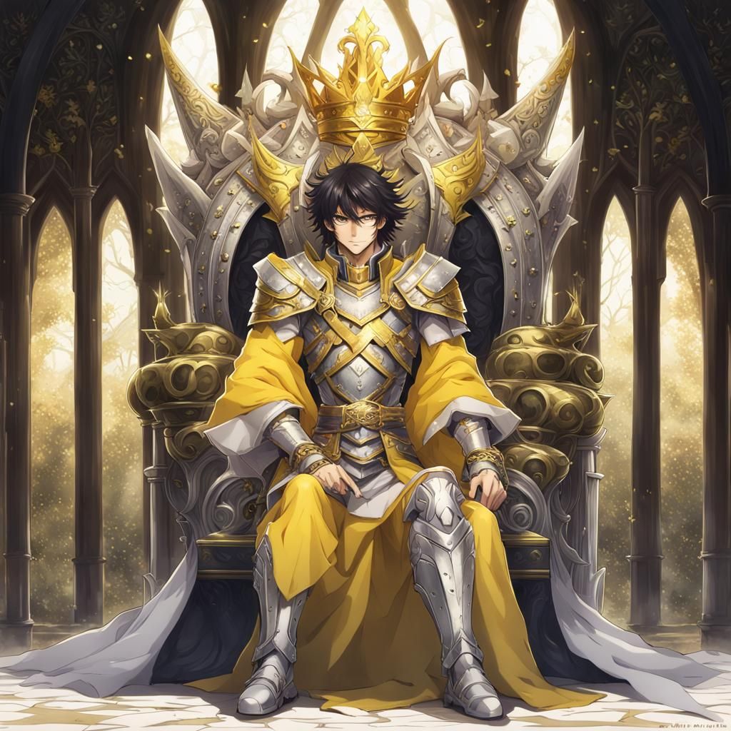 Anime King on Throne with Gold Crown