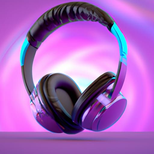 Beautiful Headphones in 3D with Pink Gradient