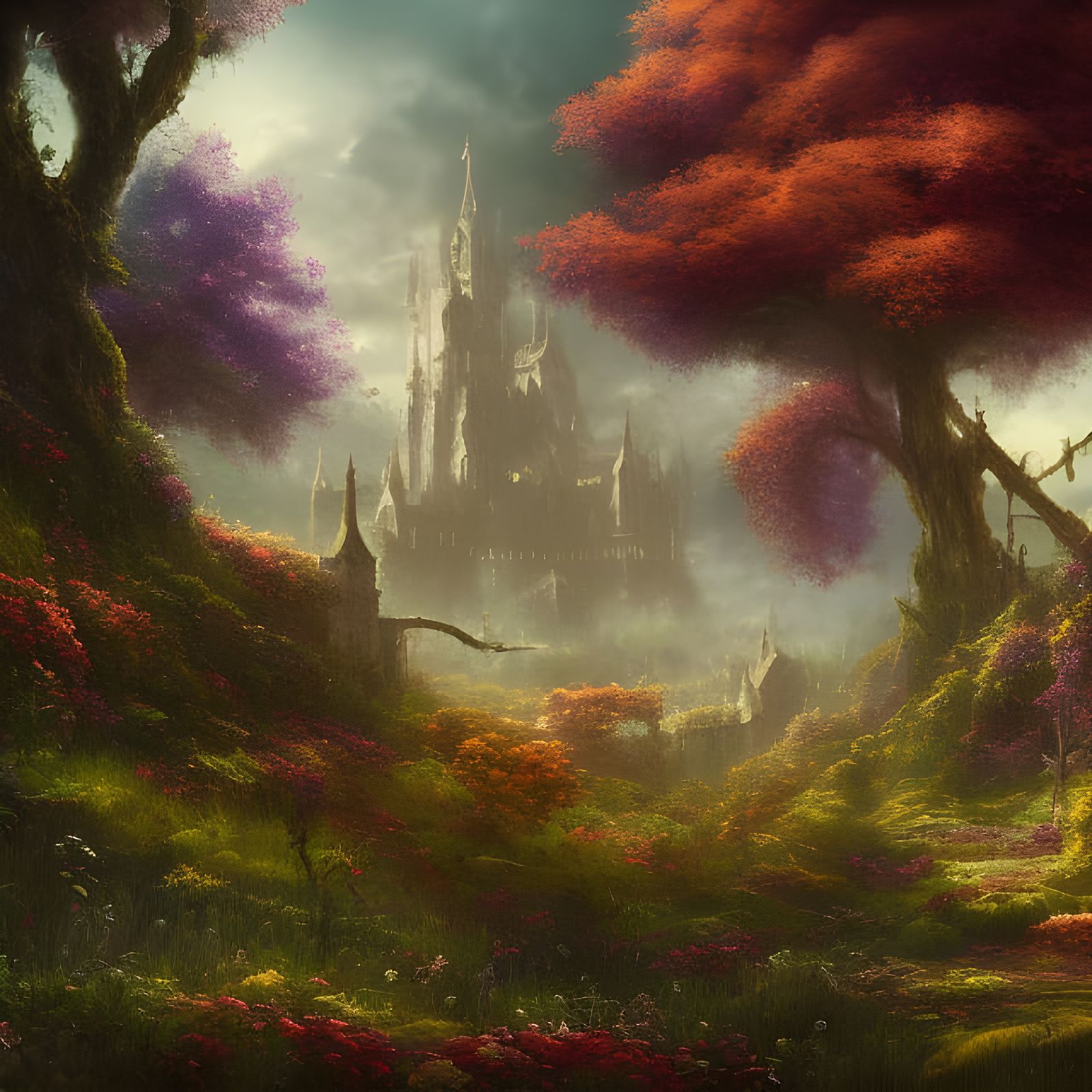 Autumn Castle Hidden in Overgrown Jungle