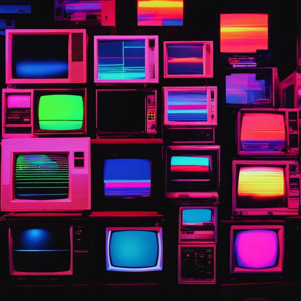 Max Headroom on Retro Neon Televisions