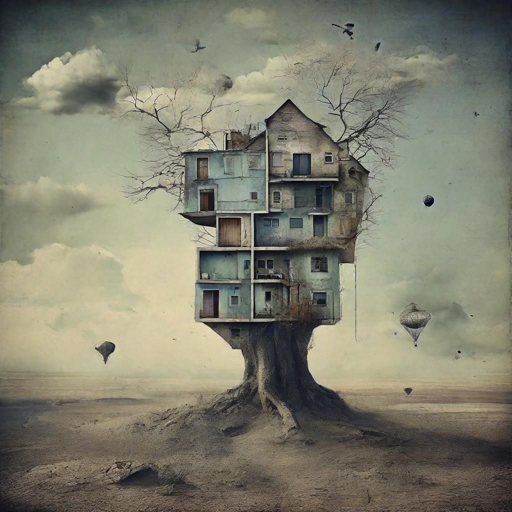 Surreal Mixed Media Abstract Composition