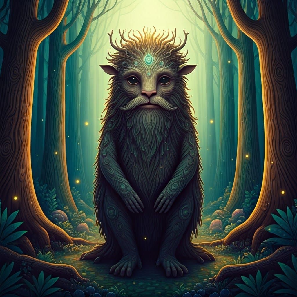 Whimsical Firbolg in an Enchanted Forest