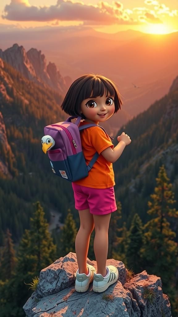 Realistic Dora the Explorer at Twilight