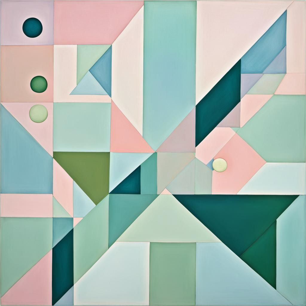 Abstract Geometric Floral Art in Pastel Colors