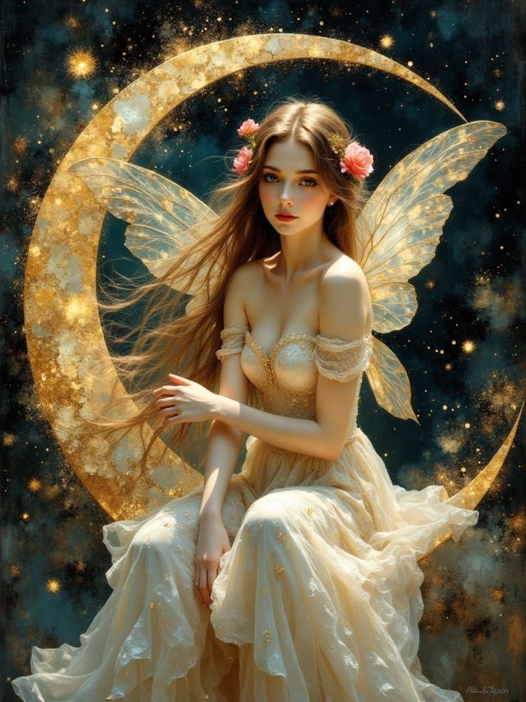 Ethereal Fairy Goddess in Divine Oil Painting