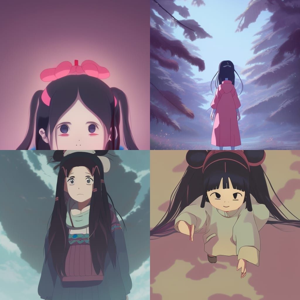 Nezuko in Studio Ghibli Anime Style