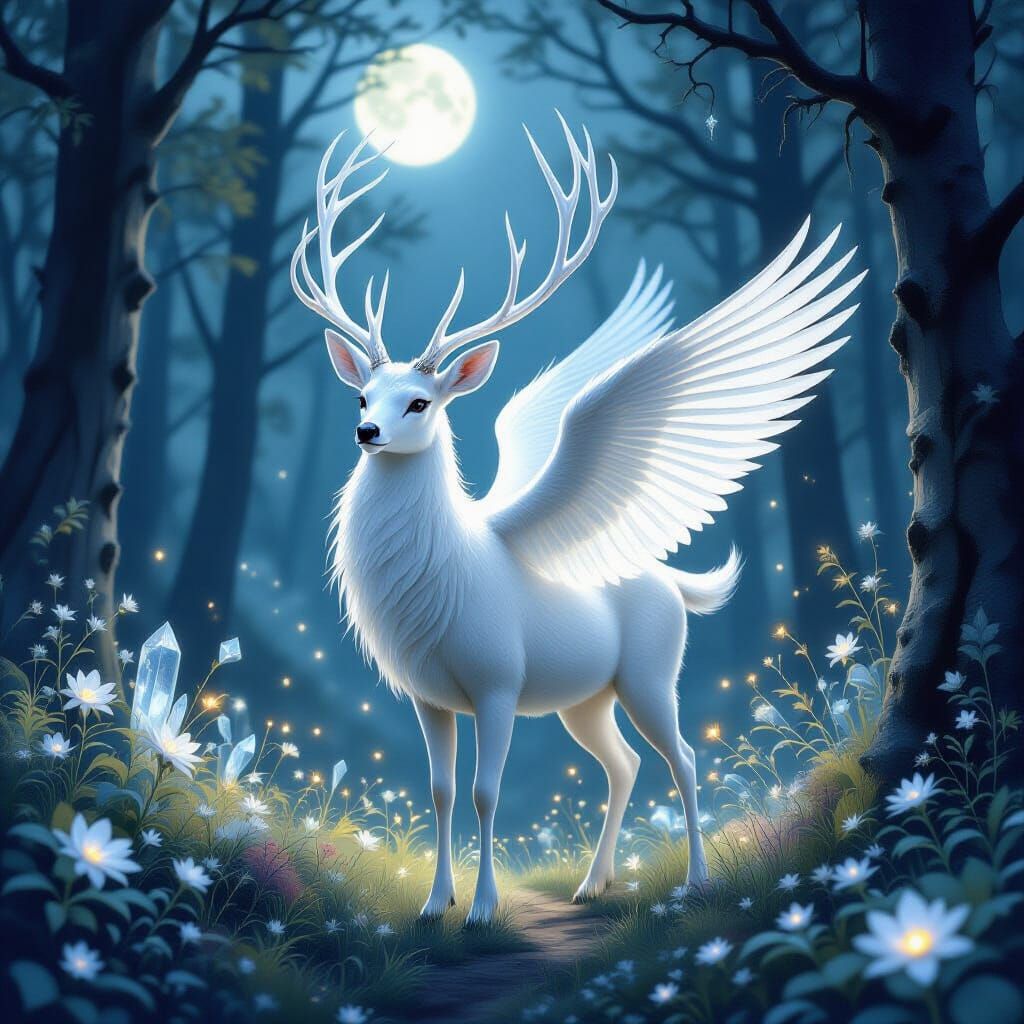 Lumifawn: Crystal Deer in Enchanted Forest