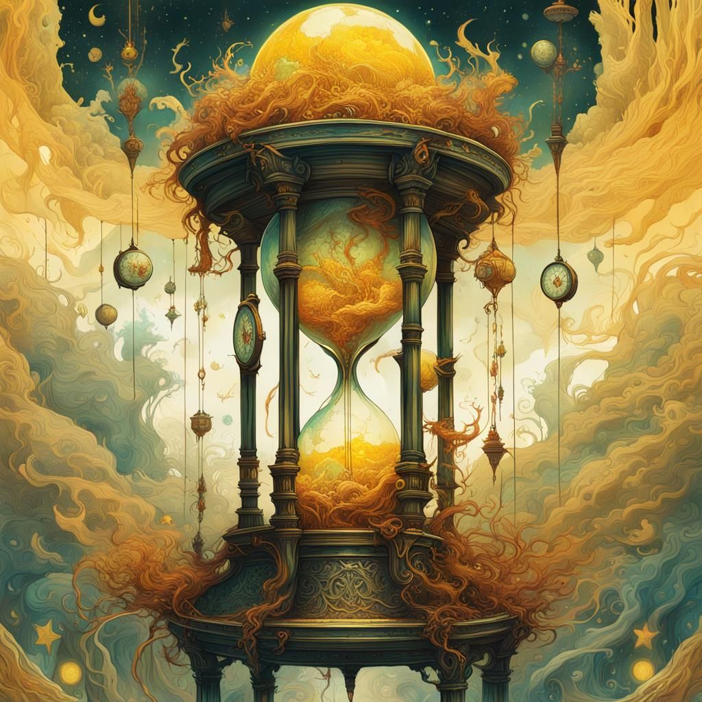 Nebula Hourglasses in a Digital Painting Style