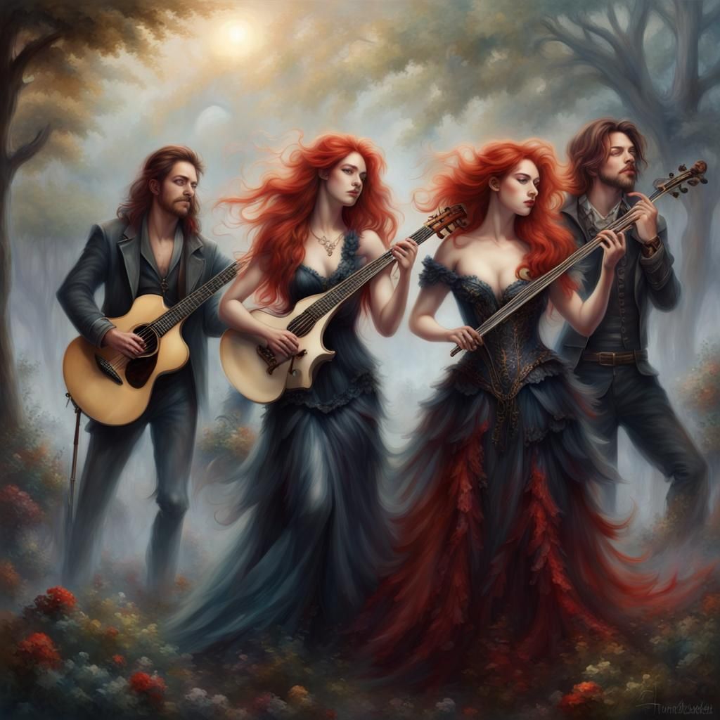 Photorealistic Band with Violinist and Backup Singers