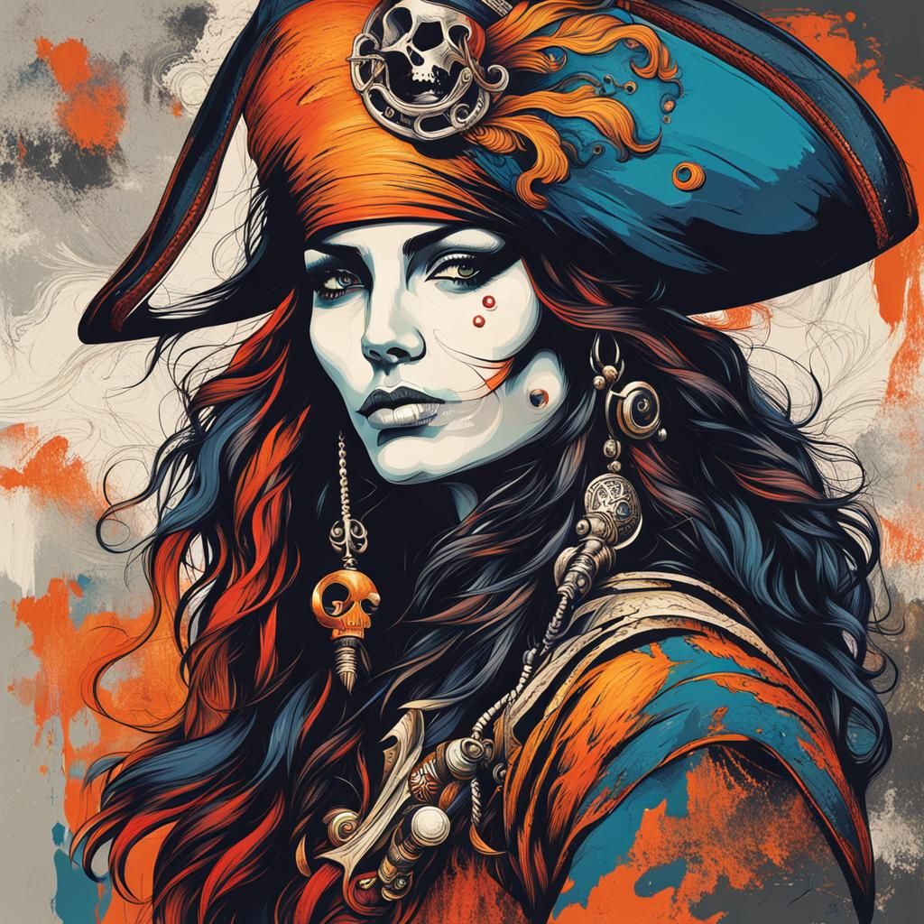 Abstract Portrait of a Beautiful Pirate Woman