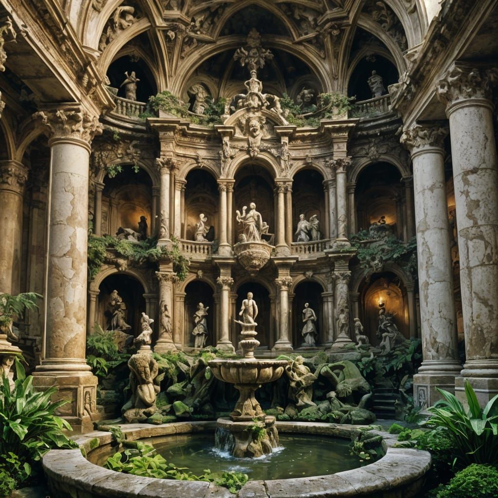 Baroque Grotto Interior With Ornate Designs