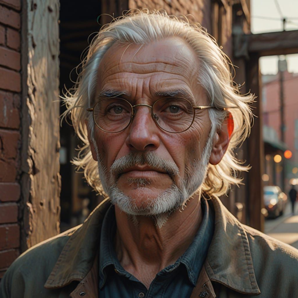 nice scruffy old man with glasses