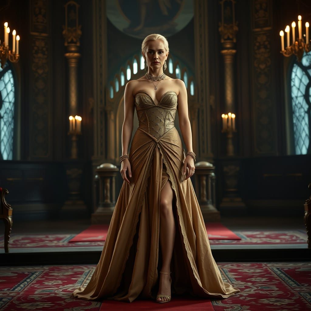 Cersei Lannister in Ornate Throne Room, Cinematic Style