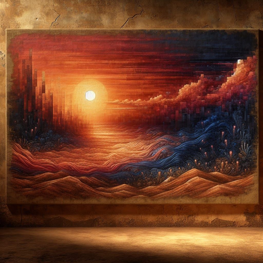 Desert Sunset Matte Painting on Adobe Wall