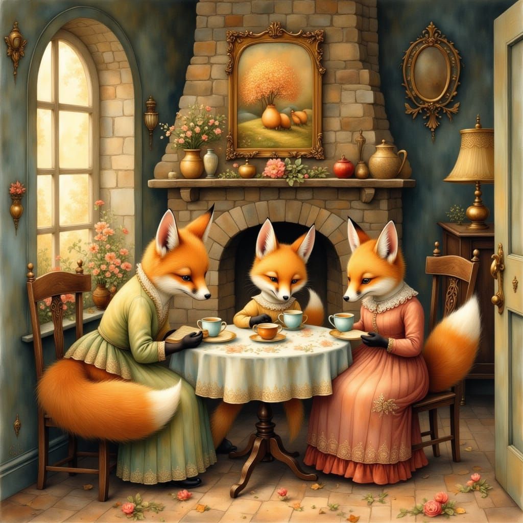 Morning tea at the Foxter's residence.
