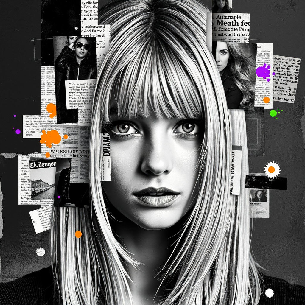 Surreal Collage Portrait with Newspaper and Urban Textures