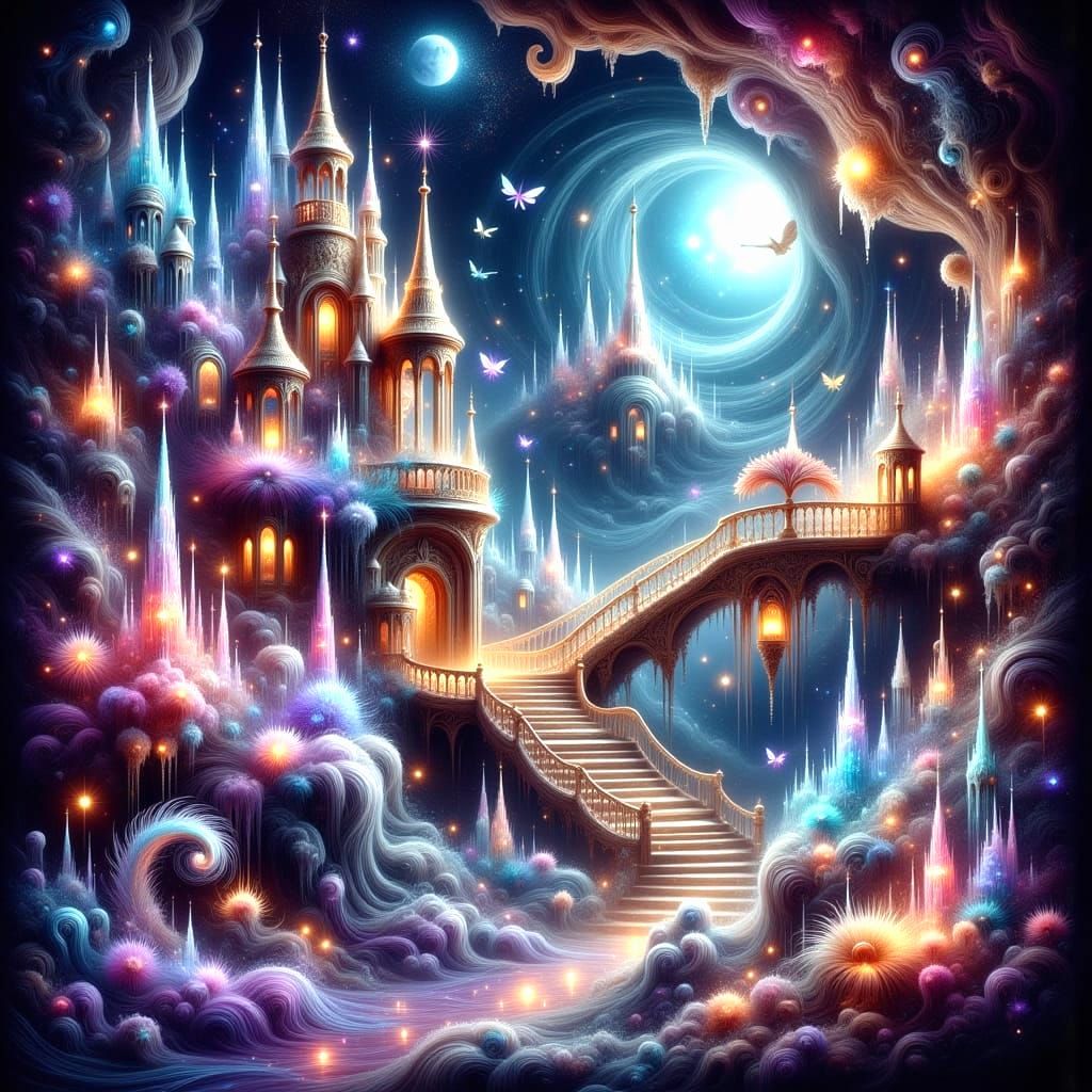 Ethereal Pixie City in Shimmering Crystal Glass