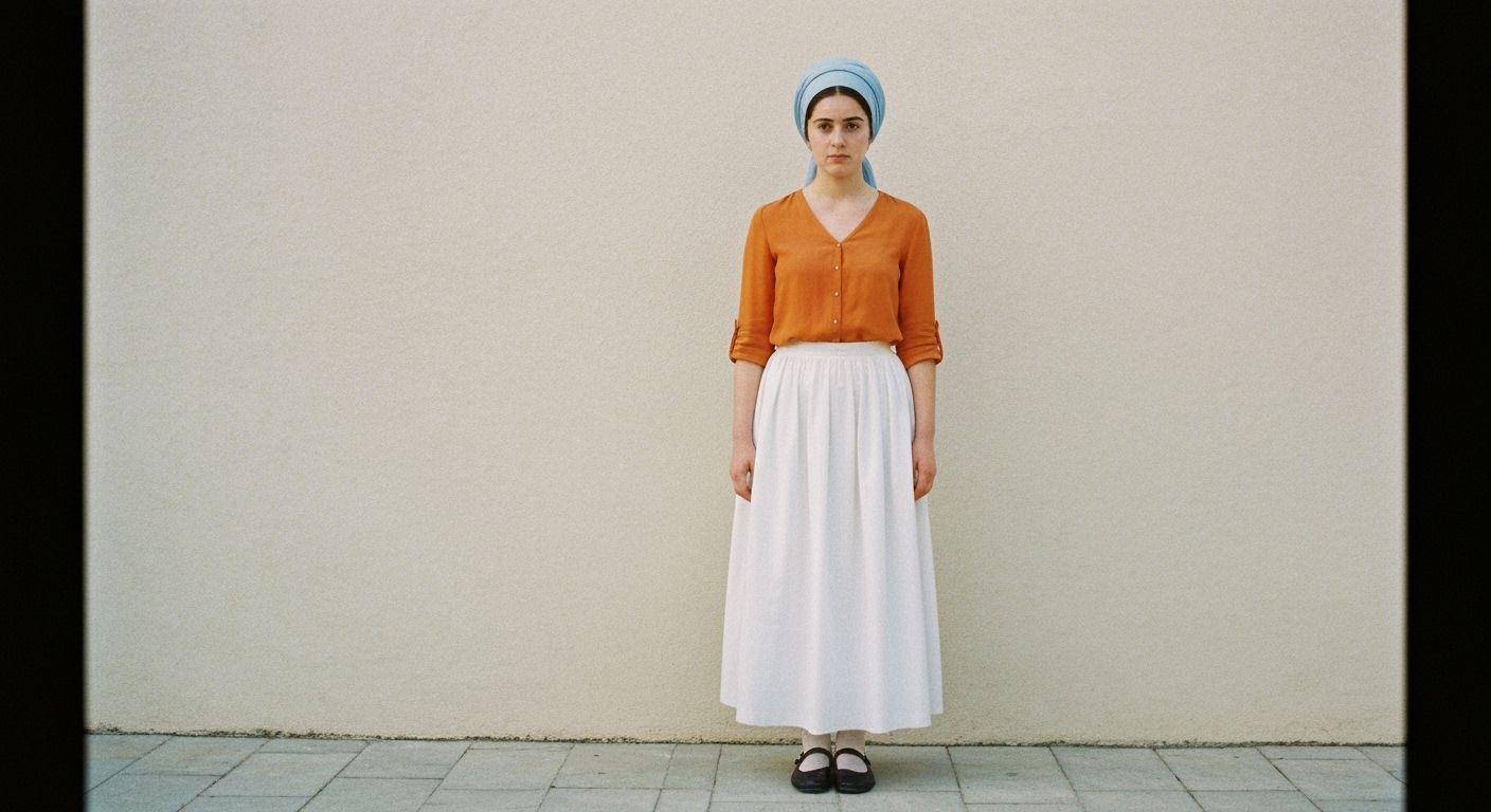 Young Woman in Tichel: Cinematic Film Still