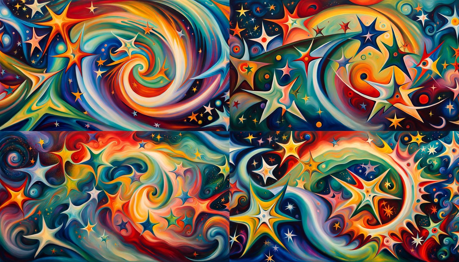 Iridescent Star Cluster Formation in Abstract Expressionism