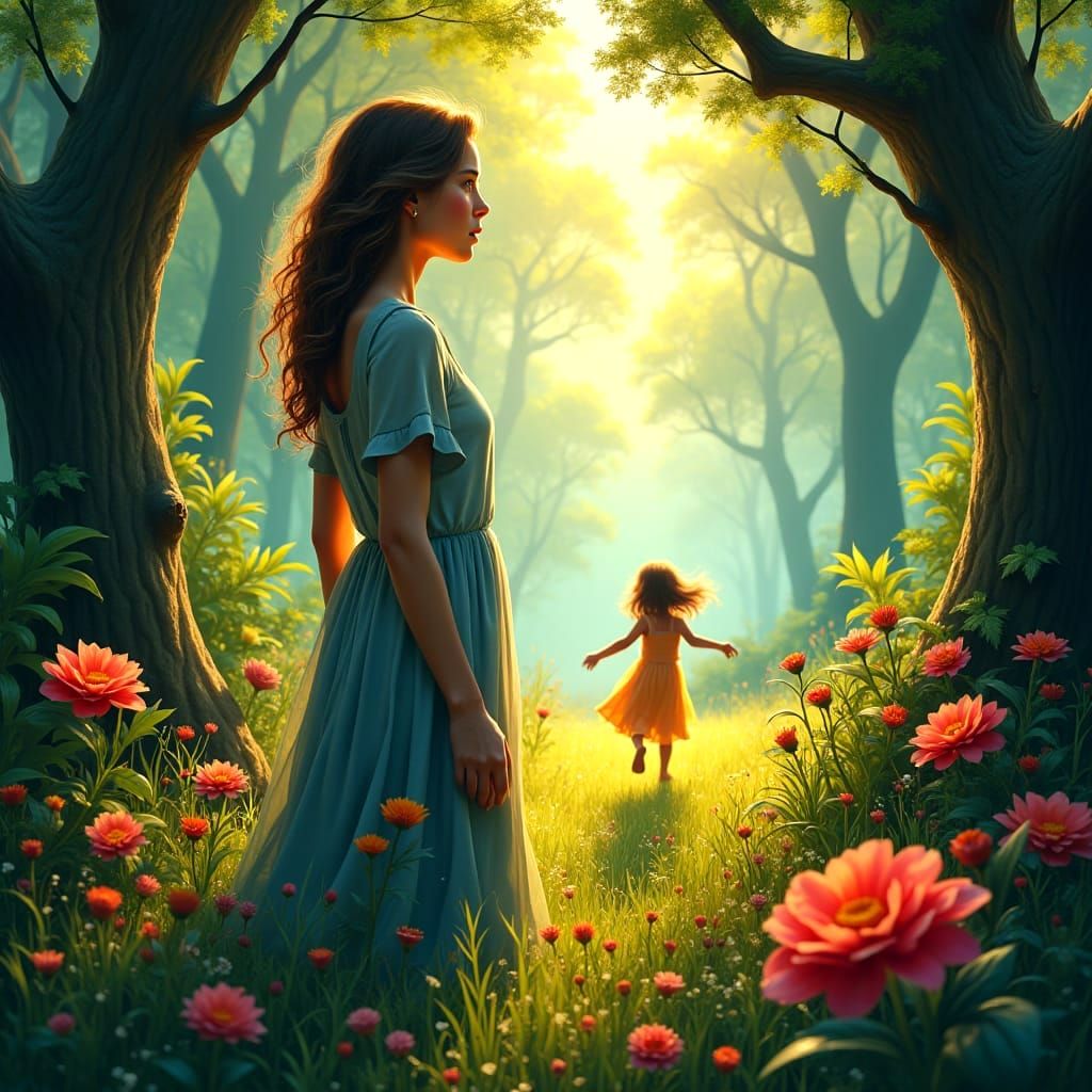 Dreamy Inner Child in Nature: Matte Painting